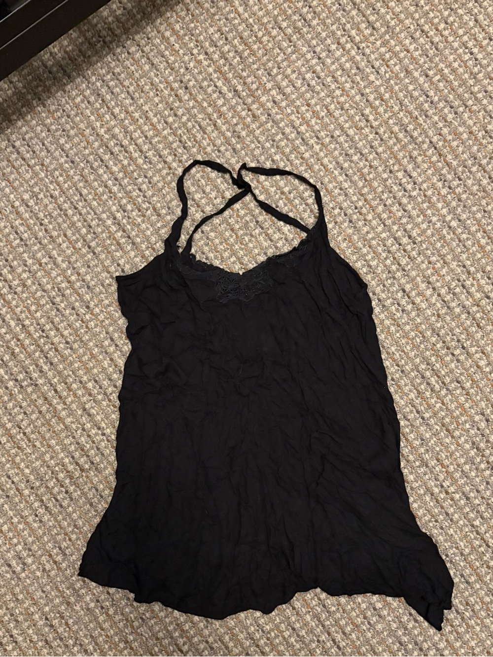 Free People Intimates Black Lace-Trim Sleeveless Camisole